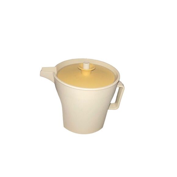 VINTAGE TUPPERWARE CREAMER #1414-5 & SUGAR #1415-6, BEIGE W/HARVEST GOLD LIDS! - Picture 7 of 9